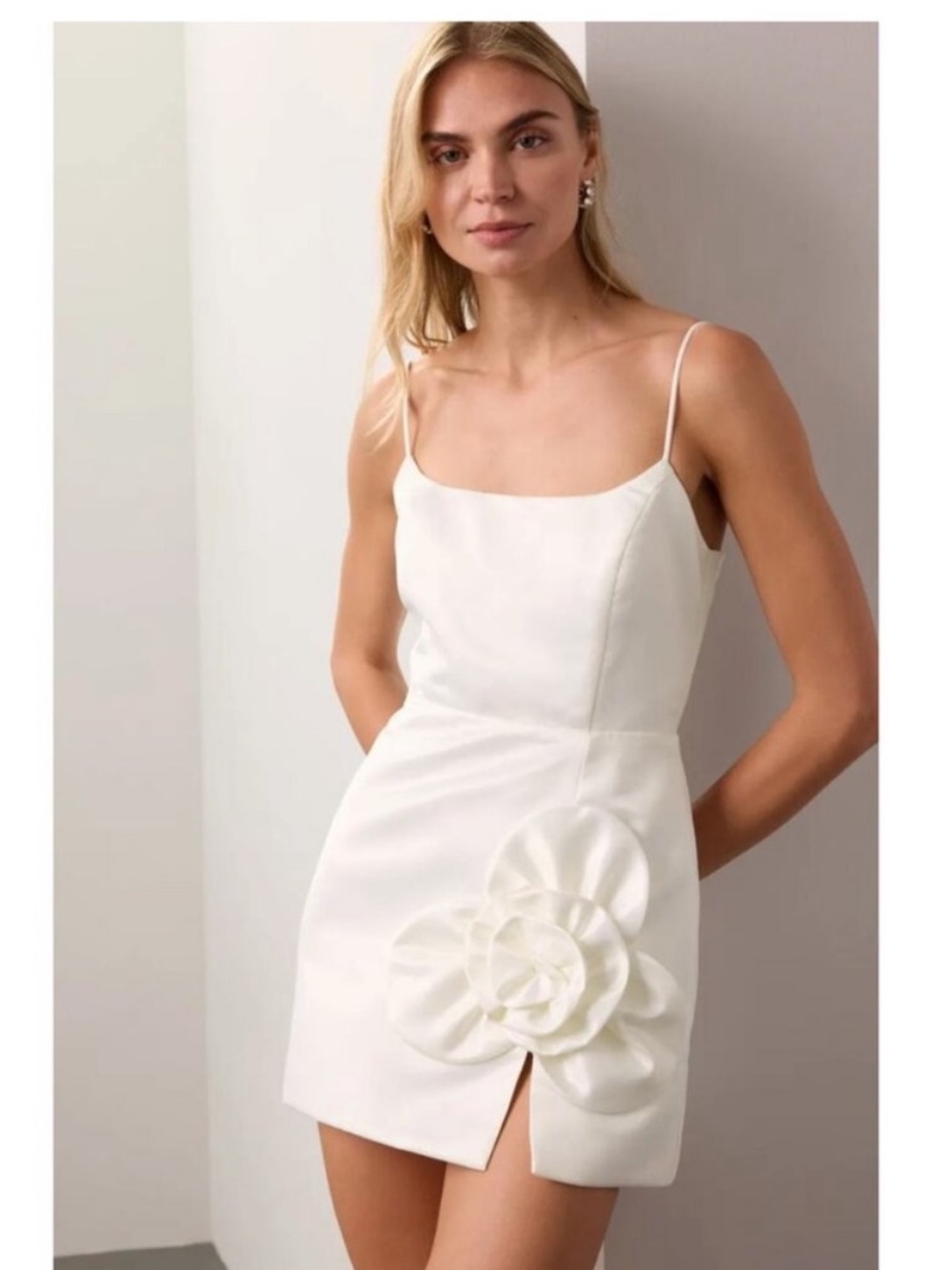 NWT Delfi Collective Teresa Short White Dress Floral Appliqué Size XS